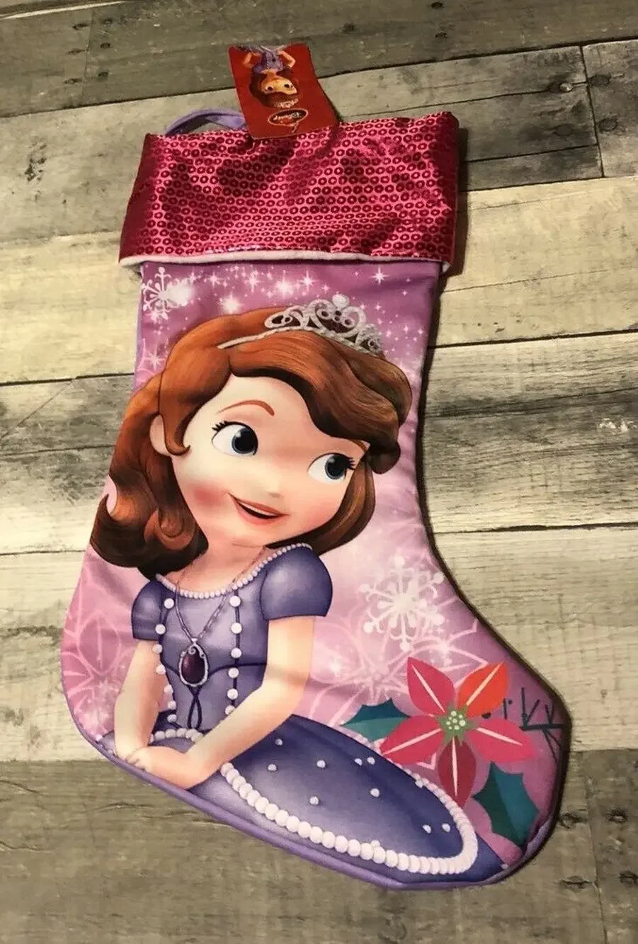 Disney Sofia Princess Jersey stocking with sequin on Cuff NEW